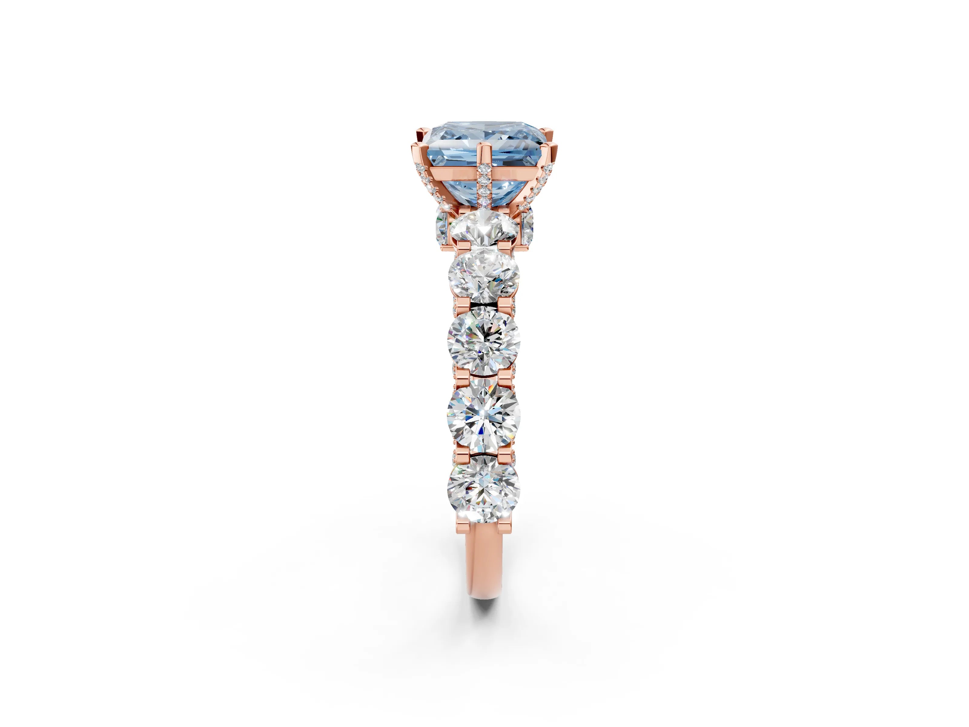 Rose gold Round Diamond Side Stone Engagement Ring with Six-Prong Setting_2