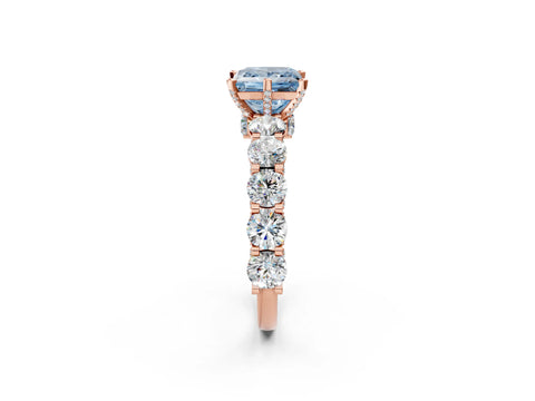 Rose gold Round Diamond Side Stone Engagement Ring with Six-Prong Setting_2