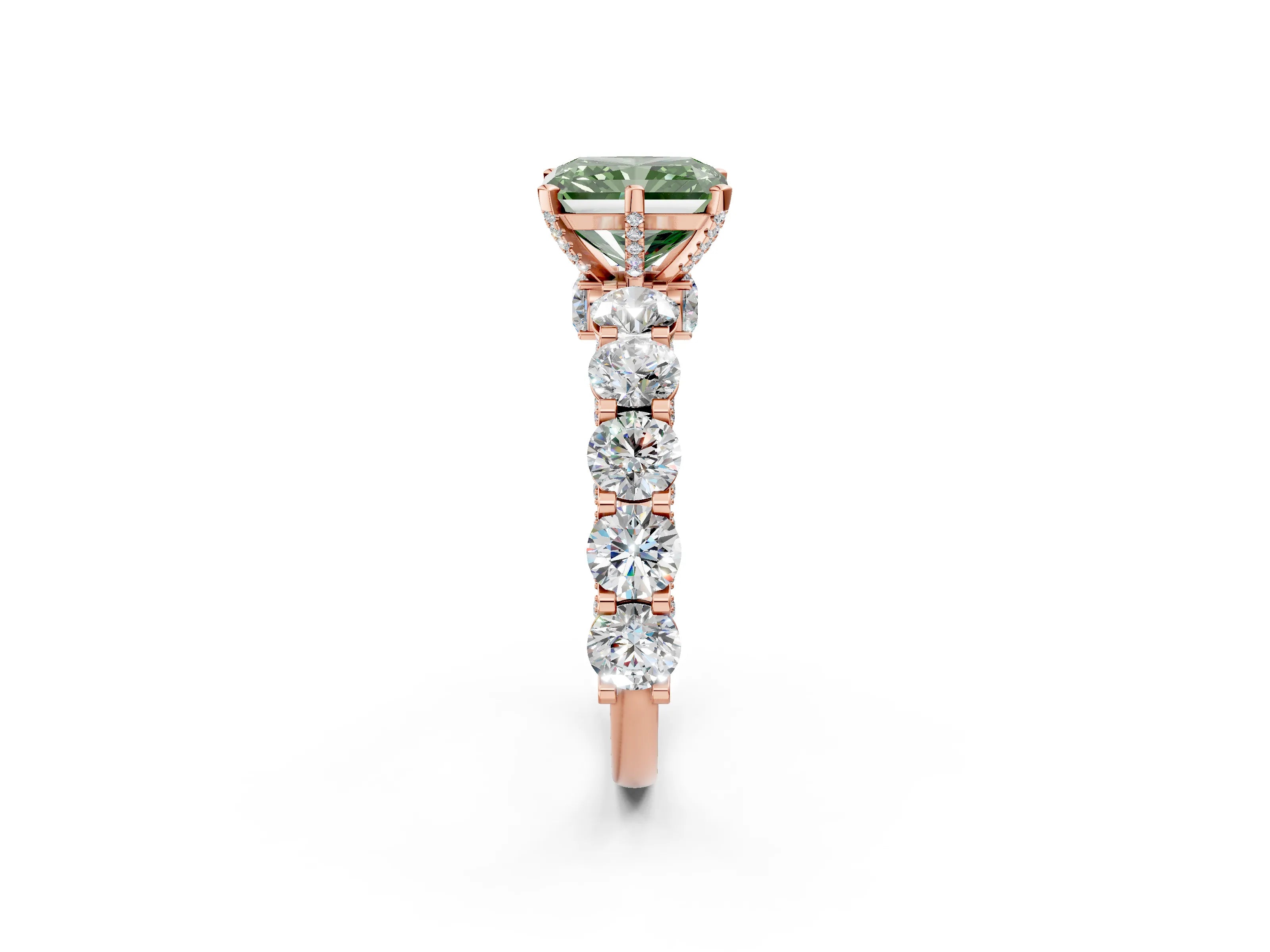 Rose gold Round Diamond Side Stone Engagement Ring with Six-Prong Setting_2
