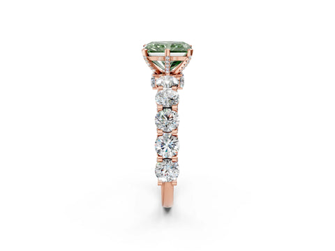 Rose gold Round Diamond Side Stone Engagement Ring with Six-Prong Setting_2