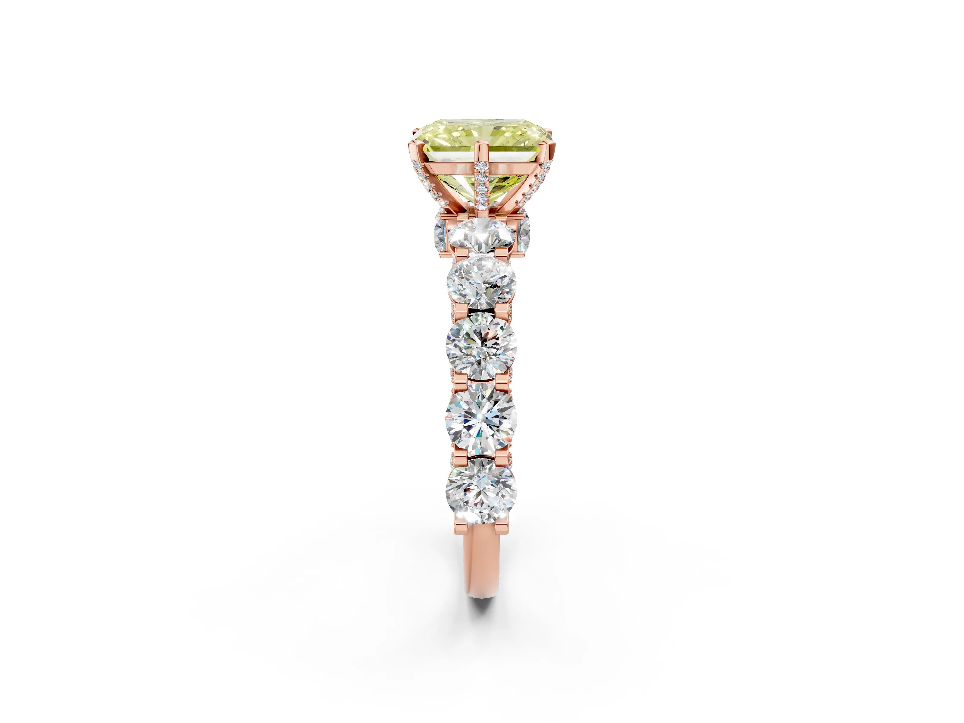 Rose gold Round Diamond Side Stone Engagement Ring with Six-Prong Setting_2