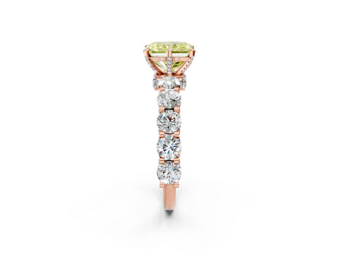 Rose gold Round Diamond Side Stone Engagement Ring with Six-Prong Setting_2