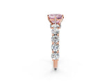 Rose gold Round Diamond Side Stone Engagement Ring with Six-Prong Setting_2