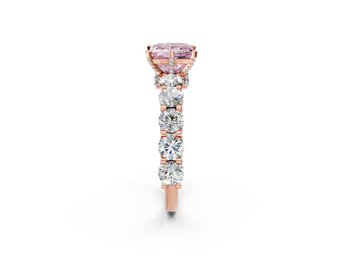 Rose gold Round Diamond Side Stone Engagement Ring with Six-Prong Setting_2