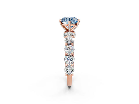 Rose gold Round Diamond Side Stone Engagement Ring with Six-Prong Setting_2