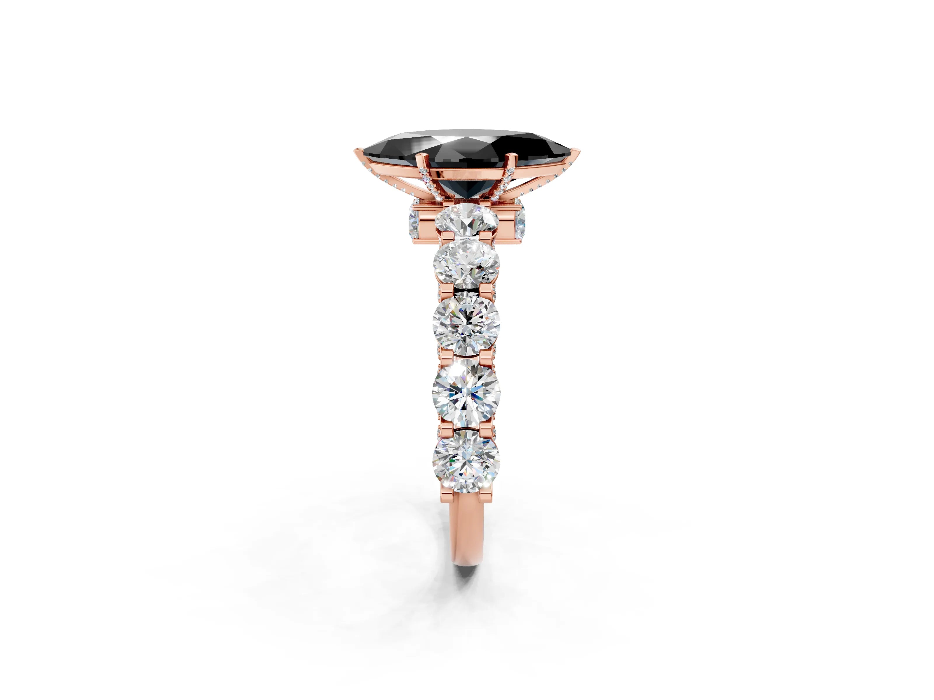 Rose gold Round Diamond Side Stone Engagement Ring with Six-Prong Setting_2