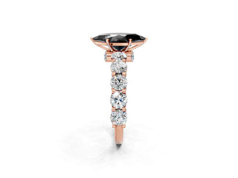 Rose gold Round Diamond Side Stone Engagement Ring with Six-Prong Setting_2
