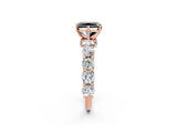 Rose gold Round Diamond Side Stone Engagement Ring with Six-Prong Setting_2