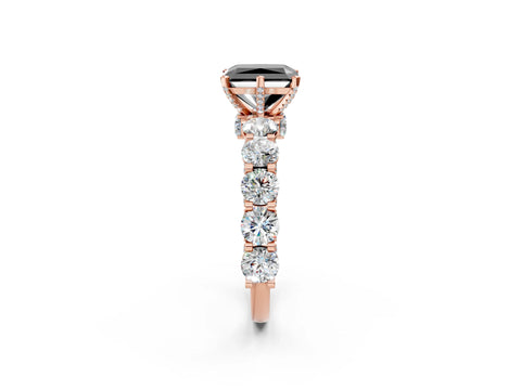 Rose gold Round Diamond Side Stone Engagement Ring with Six-Prong Setting_2