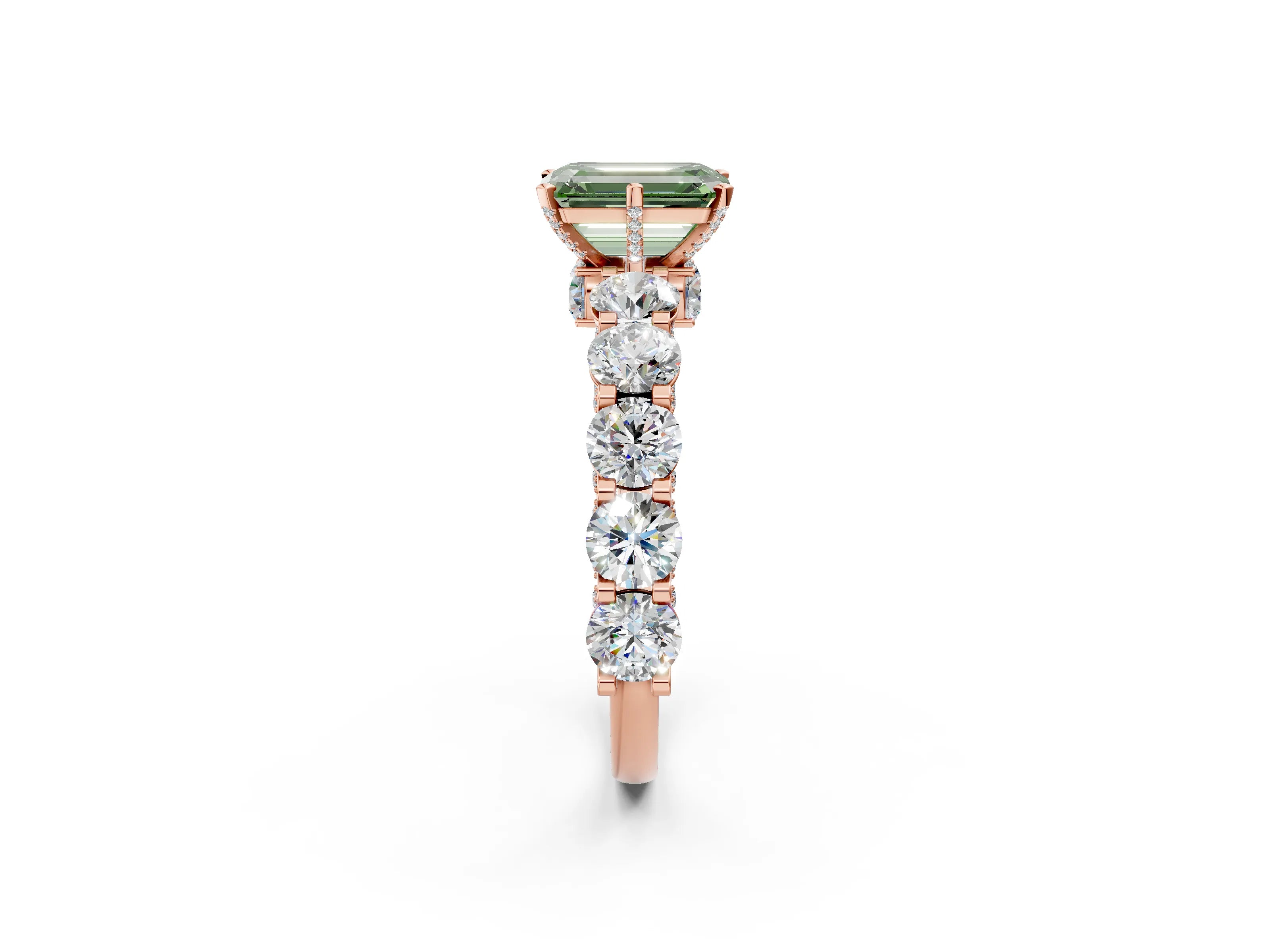 Rose gold Round Diamond Side Stone Engagement Ring with Six-Prong Setting_2