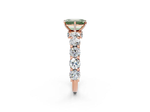 Rose gold Round Diamond Side Stone Engagement Ring with Six-Prong Setting_2