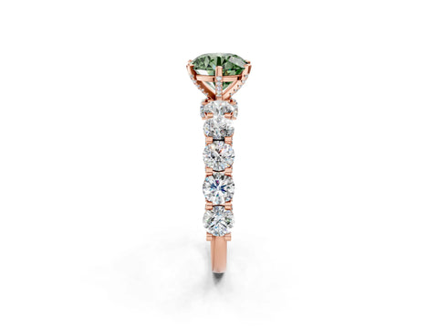 Rose gold Round Diamond Side Stone Engagement Ring with Six-Prong Setting_2
