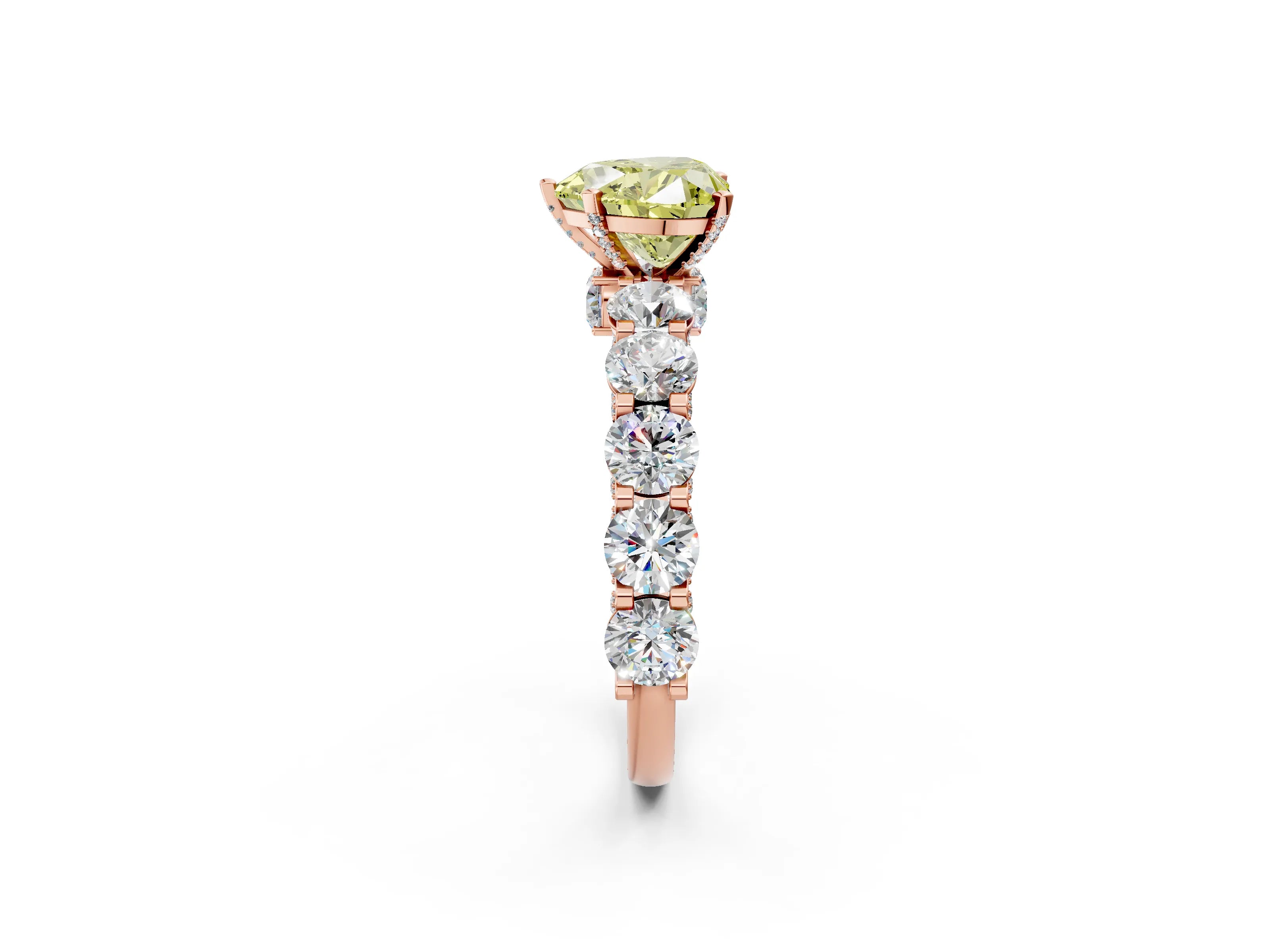 Rose gold Round Diamond Side Stone Engagement Ring with Six-Prong Setting_2