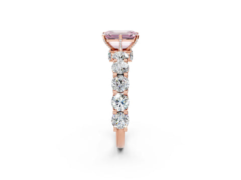 Rose gold Round Diamond Side Stone Engagement Ring with Six-Prong Setting_2