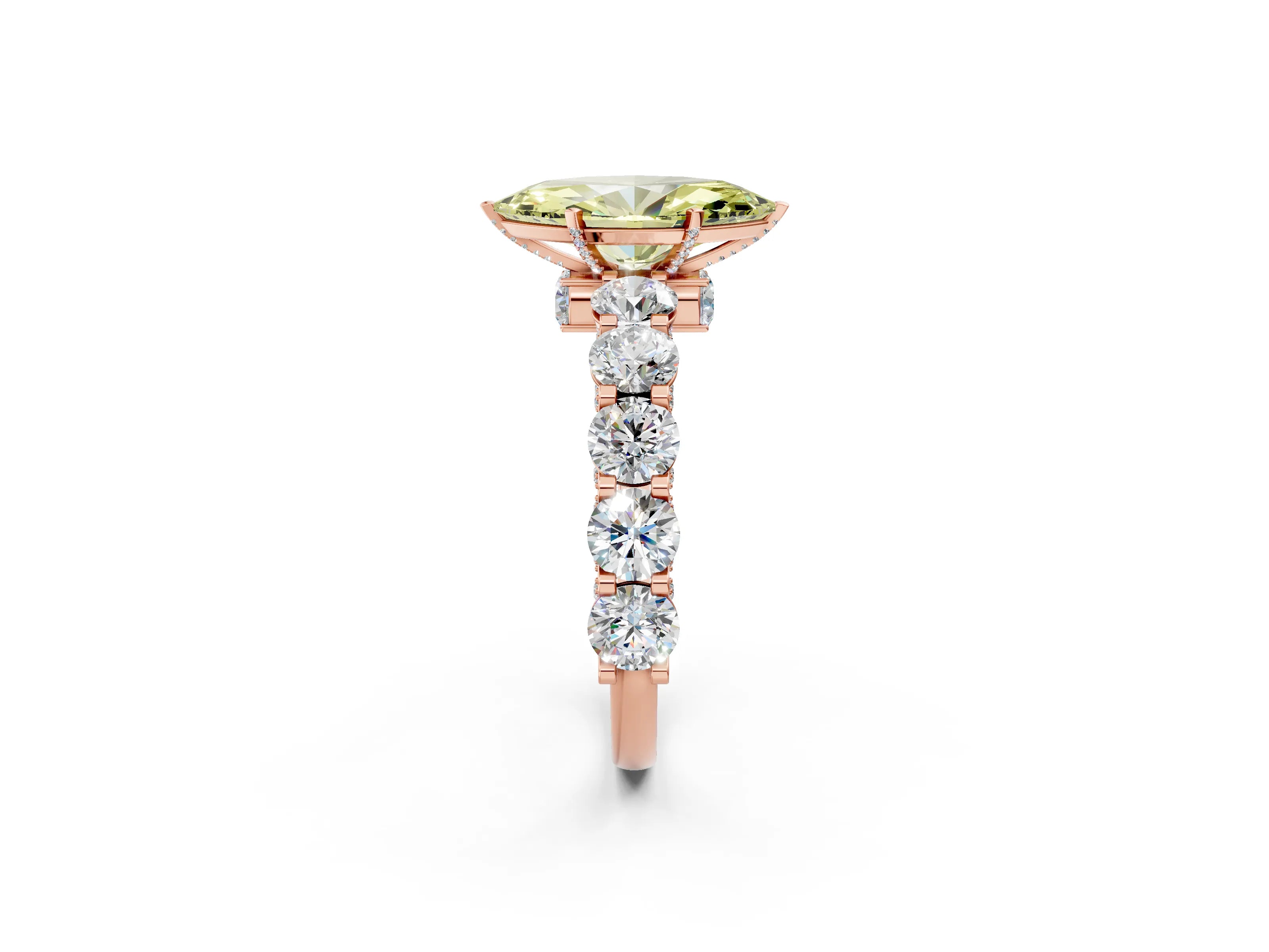 Rose gold Round Diamond Side Stone Engagement Ring with Six-Prong Setting_2