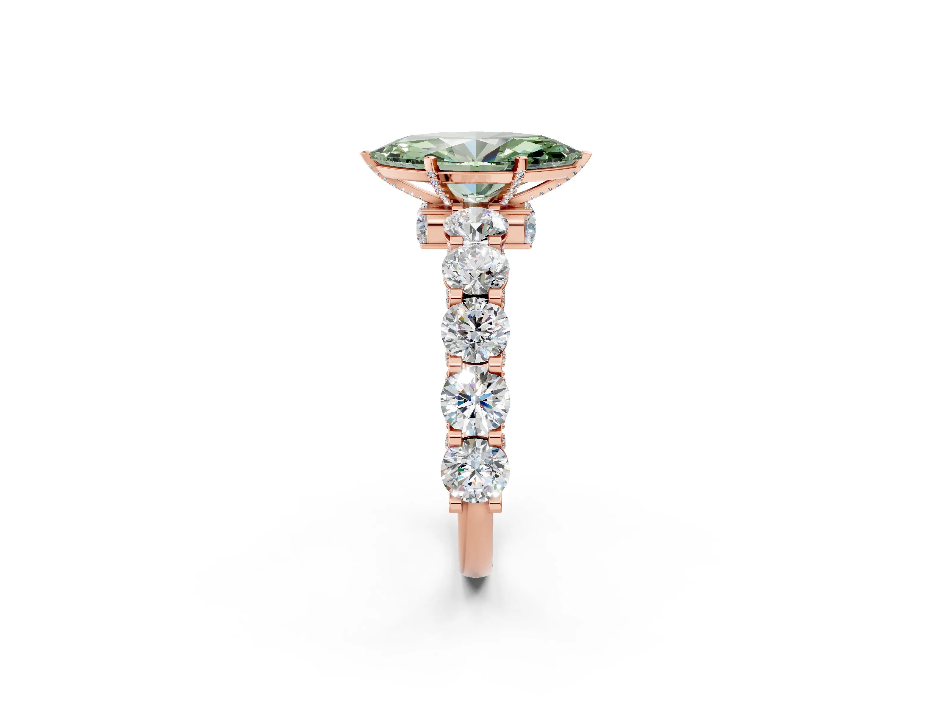 Rose gold Round Diamond Side Stone Engagement Ring with Six-Prong Setting_2