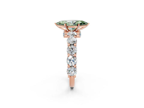 Rose gold Round Diamond Side Stone Engagement Ring with Six-Prong Setting_2