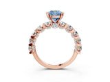 Rose gold Round Diamond Side Stone Engagement Ring with Six-Prong Setting_3