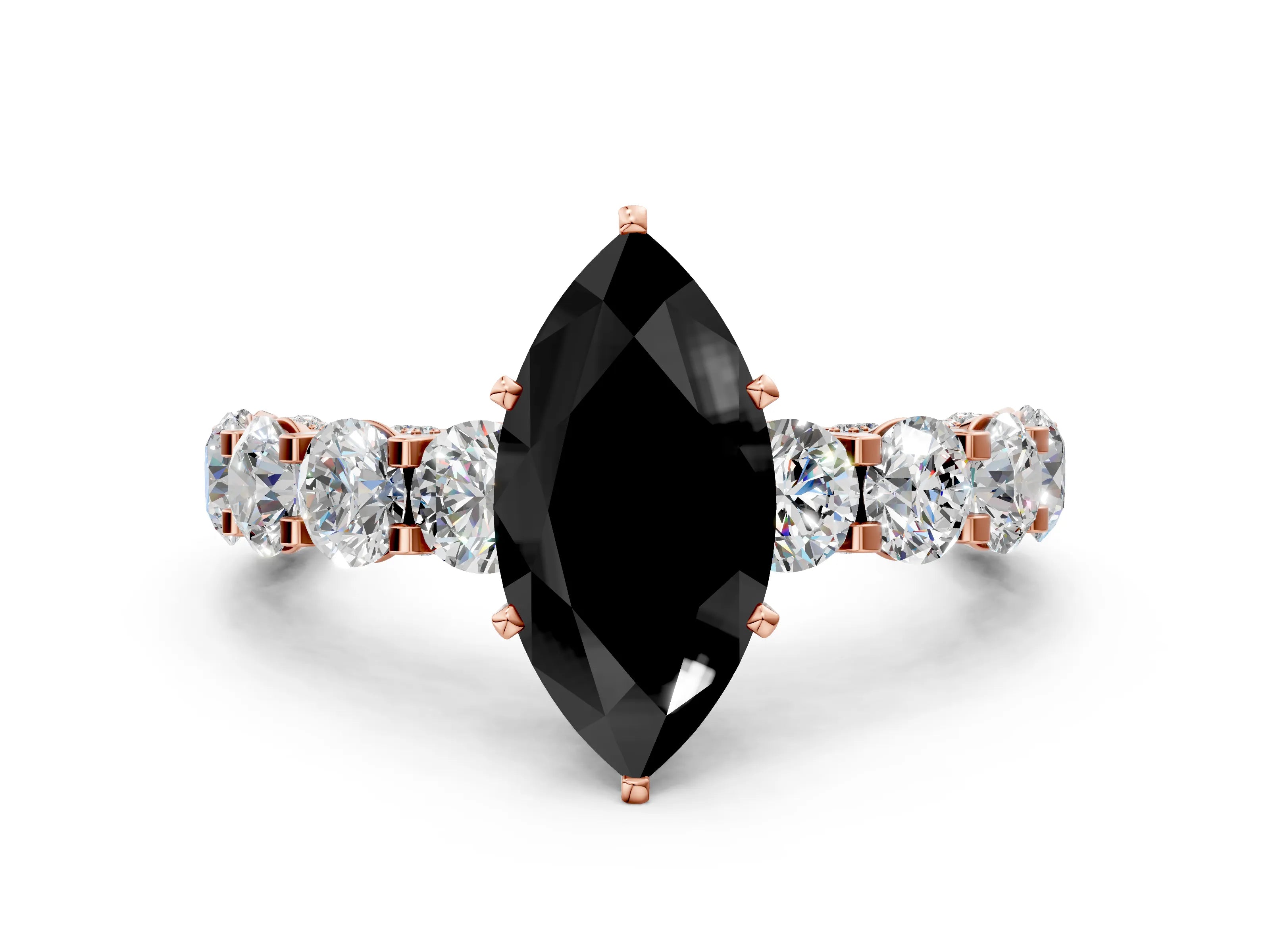 Rose gold Round Diamond Side Stone Engagement Ring with Six-Prong Setting_36