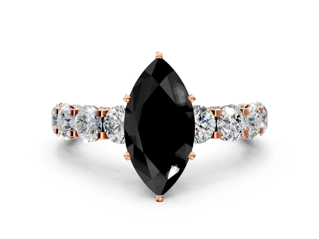 Rose gold Round Diamond Side Stone Engagement Ring with Six-Prong Setting_36