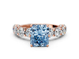 Rose gold Round Diamond Side Stone Engagement Ring with Six-Prong Setting_36
