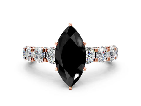 Rose gold Round Diamond Side Stone Engagement Ring with Six-Prong Setting_36