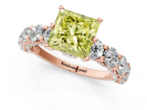 Rose gold Round Diamond Side Stone Engagement Ring with Six-Prong Setting_37