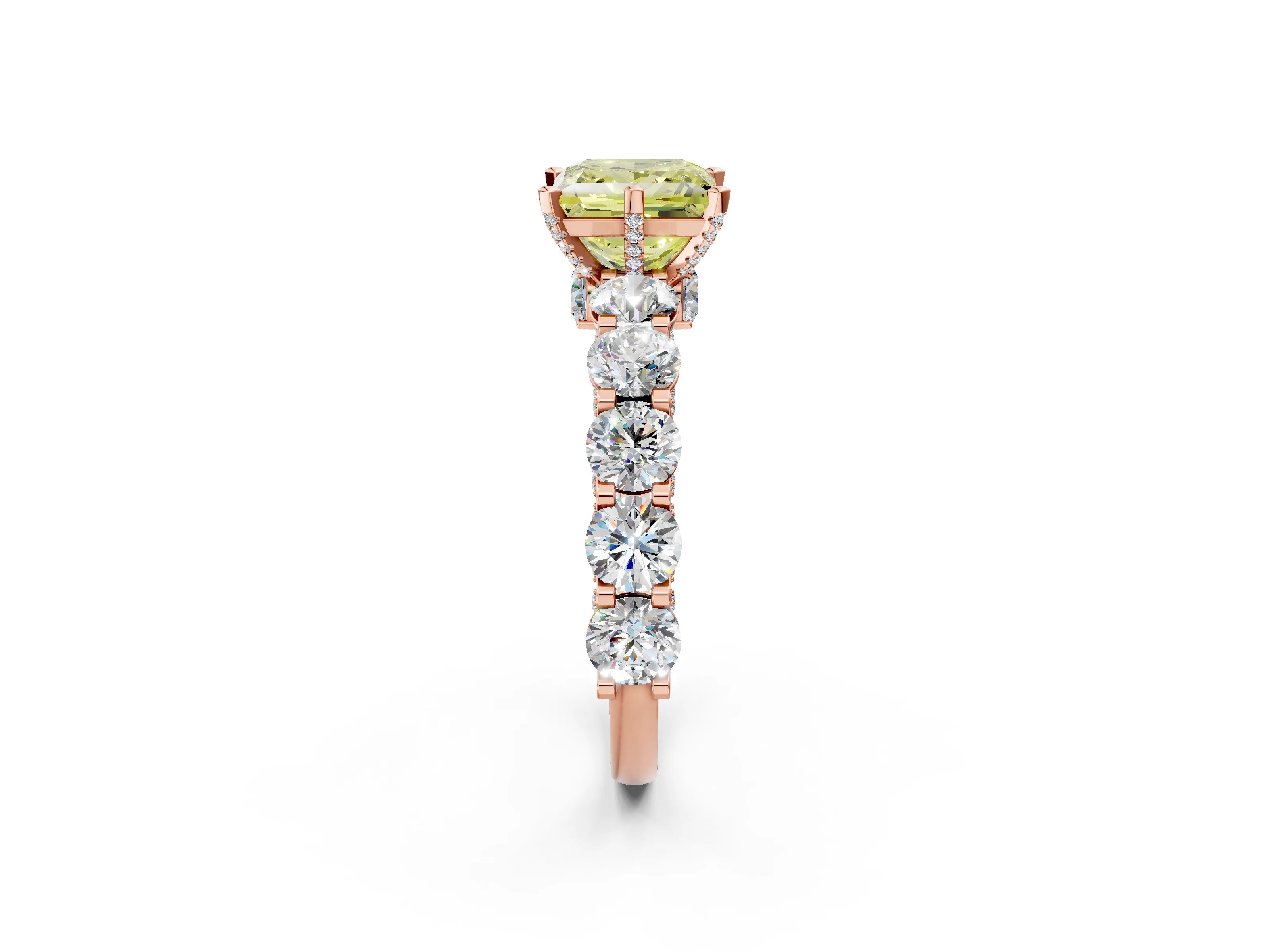 Rose gold Round Diamond Side Stone Engagement Ring with Six-Prong Setting_38