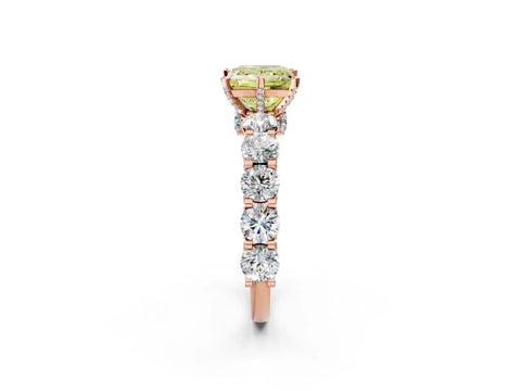 Rose gold Round Diamond Side Stone Engagement Ring with Six-Prong Setting_38