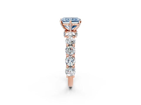 Rose gold Round Diamond Side Stone Engagement Ring with Six-Prong Setting_38