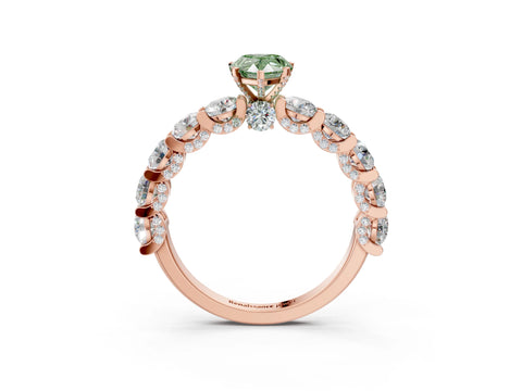 Rose gold Round Diamond Side Stone Engagement Ring with Six-Prong Setting_3