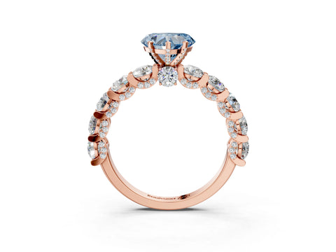 Rose gold Round Diamond Side Stone Engagement Ring with Six-Prong Setting_3