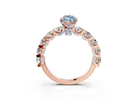 Rose gold Round Diamond Side Stone Engagement Ring with Six-Prong Setting_3
