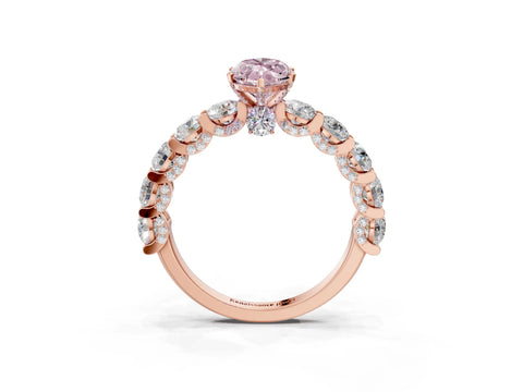 Rose gold Round Diamond Side Stone Engagement Ring with Six-Prong Setting_3