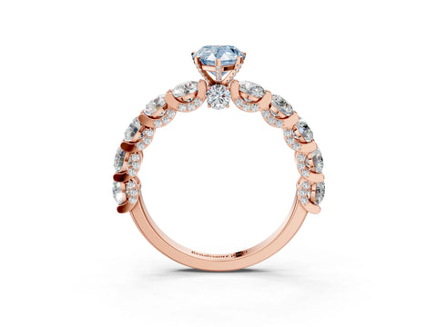 Rose gold Round Diamond Side Stone Engagement Ring with Six-Prong Setting_3