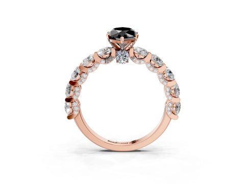Rose gold Round Diamond Side Stone Engagement Ring with Six-Prong Setting_3
