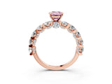Rose gold Round Diamond Side Stone Engagement Ring with Six-Prong Setting_3