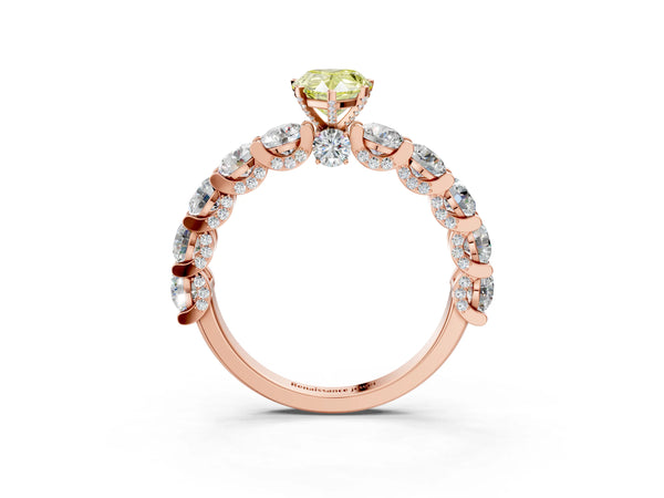 Rose gold Round Diamond Side Stone Engagement Ring with Six-Prong Setting