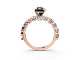 Rose gold Round Diamond Side Stone Engagement Ring with Six-Prong Setting_3