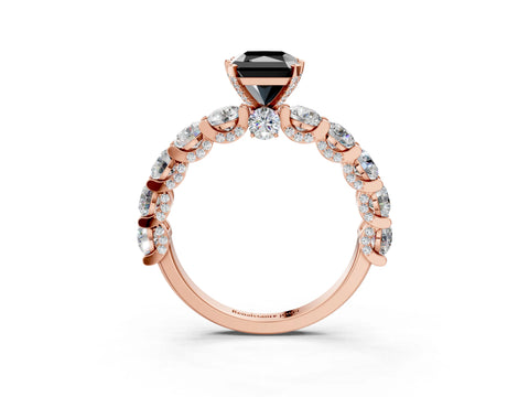 Rose gold Round Diamond Side Stone Engagement Ring with Six-Prong Setting_3