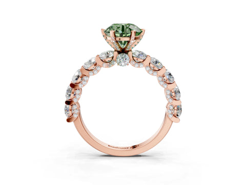 Rose gold Round Diamond Side Stone Engagement Ring with Six-Prong Setting_3