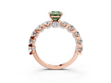Rose gold Round Diamond Side Stone Engagement Ring with Six-Prong Setting_3