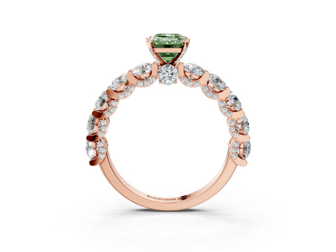 Rose gold Round Diamond Side Stone Engagement Ring with Six-Prong Setting_3