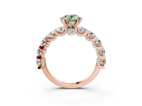 Rose gold Round Diamond Side Stone Engagement Ring with Six-Prong Setting_3