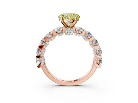 Rose gold Round Diamond Side Stone Engagement Ring with Six-Prong Setting_3