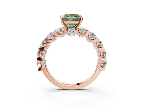 Rose gold Round Diamond Side Stone Engagement Ring with Six-Prong Setting_3