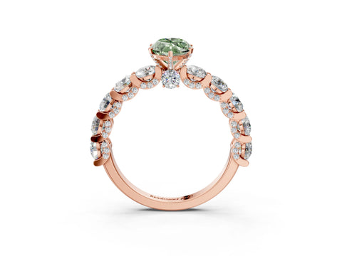 Rose gold Round Diamond Side Stone Engagement Ring with Six-Prong Setting_3
