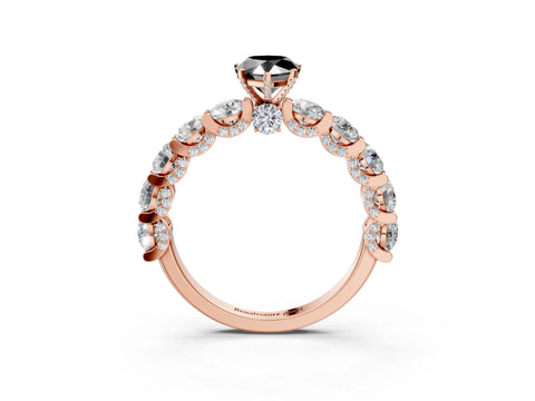 Rose gold Round Diamond Side Stone Engagement Ring with Six-Prong Setting_3