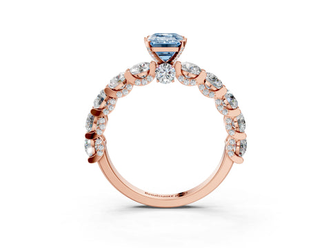 Rose gold Round Diamond Side Stone Engagement Ring with Six-Prong Setting_3