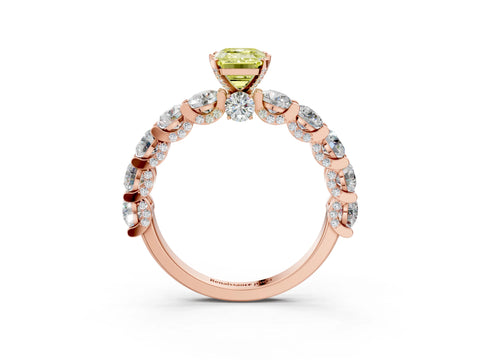 Rose gold Round Diamond Side Stone Engagement Ring with Six-Prong Setting_3